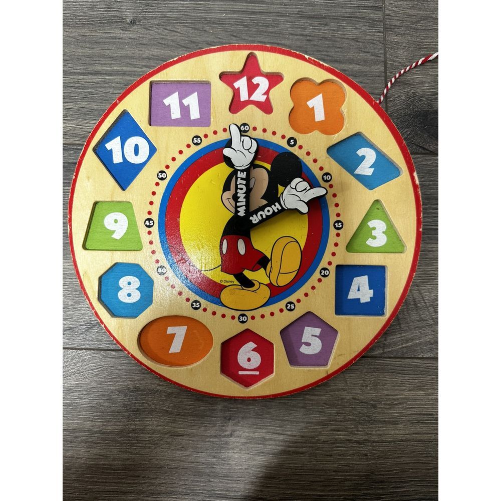 Melissa and Doug Mickey Mouse Wooden Shape Sorting Puzzle Educational Clock